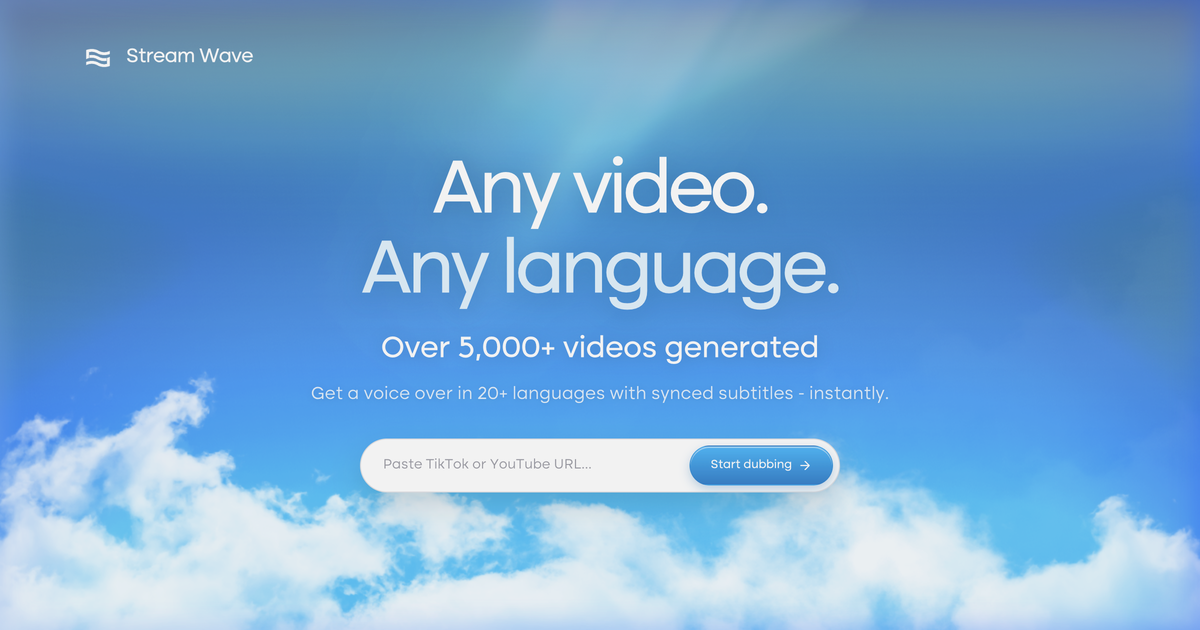 Stream Wave — AI Video Dubbing in 20+ Languages